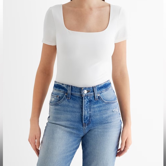 Express Tops - Express Body Contour White Body Suit XL